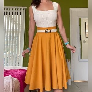 Fun and flowy mustard yellow skirt